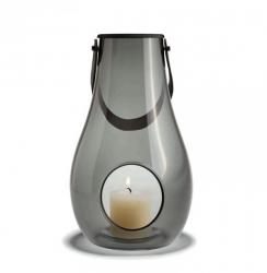 Holmegaard DESIGN WITH LIGHT Lampion - Świecznik 29 cm Smoke Szary