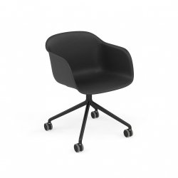 Muuto FIBER ARMCHAIR SWIVEL BASE Krzesło Obrotowe na Kółkach - Czarne