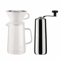 Alessi COFFEE Zestaw do Parzenia Slow Coffee / Dzbanek z Filtrem i Ręczny Młynek do Kawy