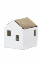 Rader HOME Porcelanowy Lampion LED Domek z Metalicznym Dachem - M
