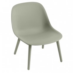 Muuto FIBER LOUNGE Fotel - Jasnozielony / Rama Drewniana