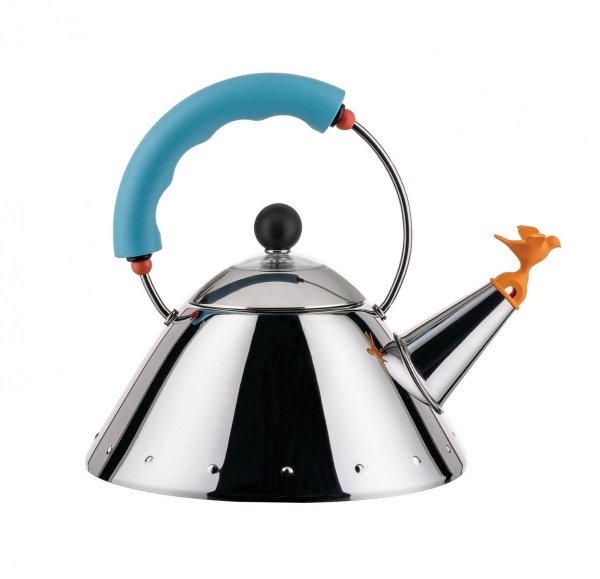 Alessi 9093 Czajnik z Gwizdkiem 1 l - Błękitna Rączna / Żółty Gwizdek