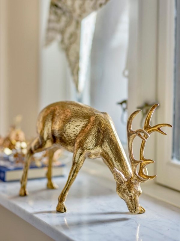 Bloomingville CHRISTMAS KEERA Świąteczna Figurka Dekoracyjna / Złoty Renifer 19 cm