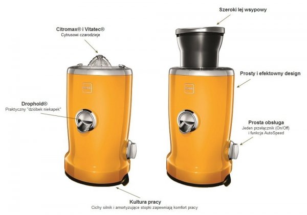 Novis VITA JUICER Sokowirówka - Wielofunkcyjna Wyciskarka do Soków z Warzyw i Owoców - Żółta + GRATIS 100 zł