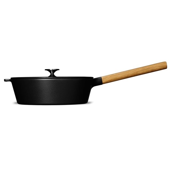 Morso SAUTÉPAN Patelnia 25 cm Żeliwna z Pokrywką - Uchwyt Drewniany