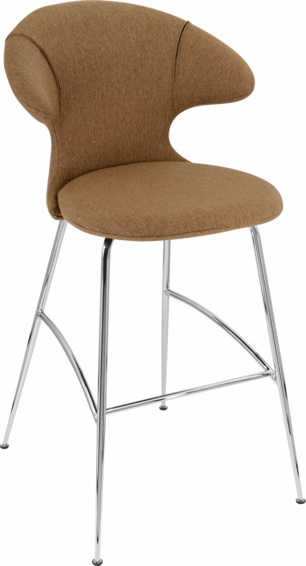 Umage TIME FLIES Hoker - Tapicerowane Krzesło Barowe na Chromowanych Nogach 112 cm / Jasnoszare