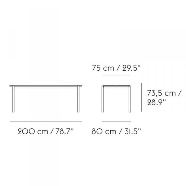 Muuto LINEAR Zestaw Mebli Ogrodowych - Stół 200 cm + 2 Ławki - Biały