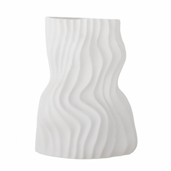 Bloomingville SAHAL Ceramiczny Wazon do Kwiatów 25,5 cm / Biały