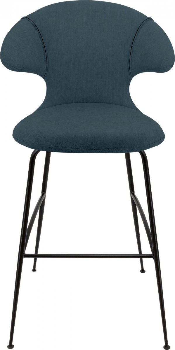 Umage TIME FLIES Hoker - Tapicerowane Krzesło Barowe na Czarnych Nogach 112 cm / Niebieskie