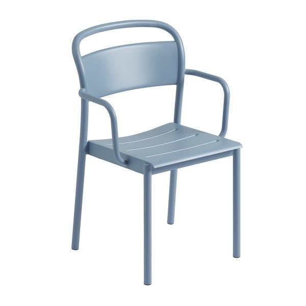 Muuto LINEAR Ogrodowe Krzesło Metalowe z Podłokietnikiem / Niebieskie