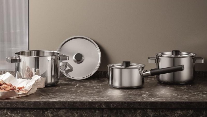 Eva Solo NORDIC KITCHEN Garnki - Komplet Garnków 6 El. Czarne Uchwyty