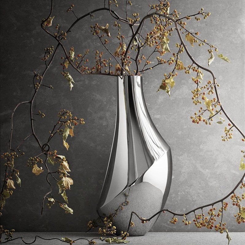 Georg Jensen FLORA Wazon Podłogowy 50 cm / Stal Polerowana