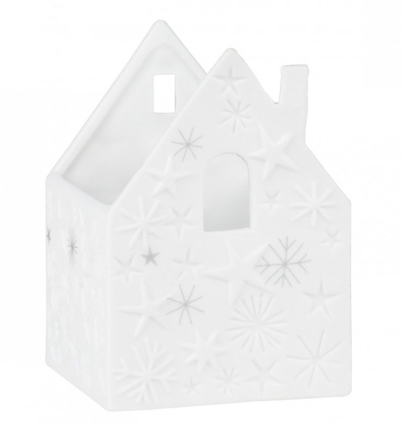 Rader CHRISTMAS Porcelanowy Świecznik Świąteczny - Domek w Śnieżynki
