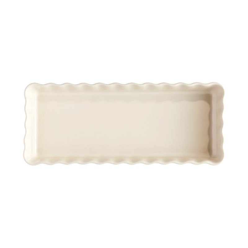 Emile Henry NATURAL CHIC Ceramiczna Forma do Tarty 36 cm Prostokątna - Kremowa