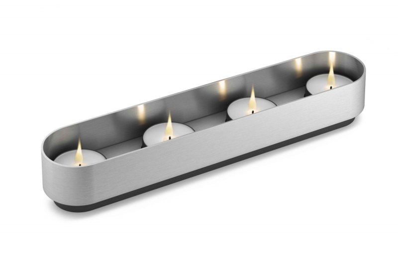 Zack LONTA Stalowy Świecznik Tealight 27 cm / Srebrny Matowy