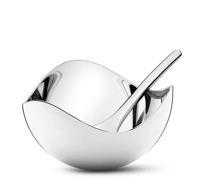 Georg Jensen BLOOM Stalowy Pojemnik z Łyżeczką na Sól