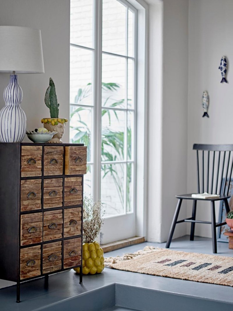 Bloomingville GAVISA Ceramiczna Lampa Stołowa z Kloszem / Niebieska