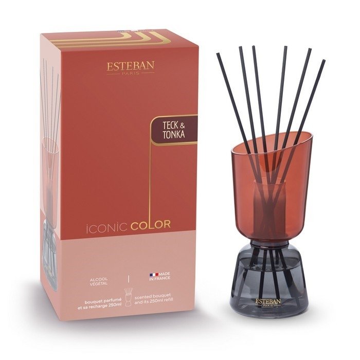 Esteban PARIS Szklany Dyfuzor Zapachowy z Patyczkami 250 ml ICONIC / Zapach Teck and Tonka