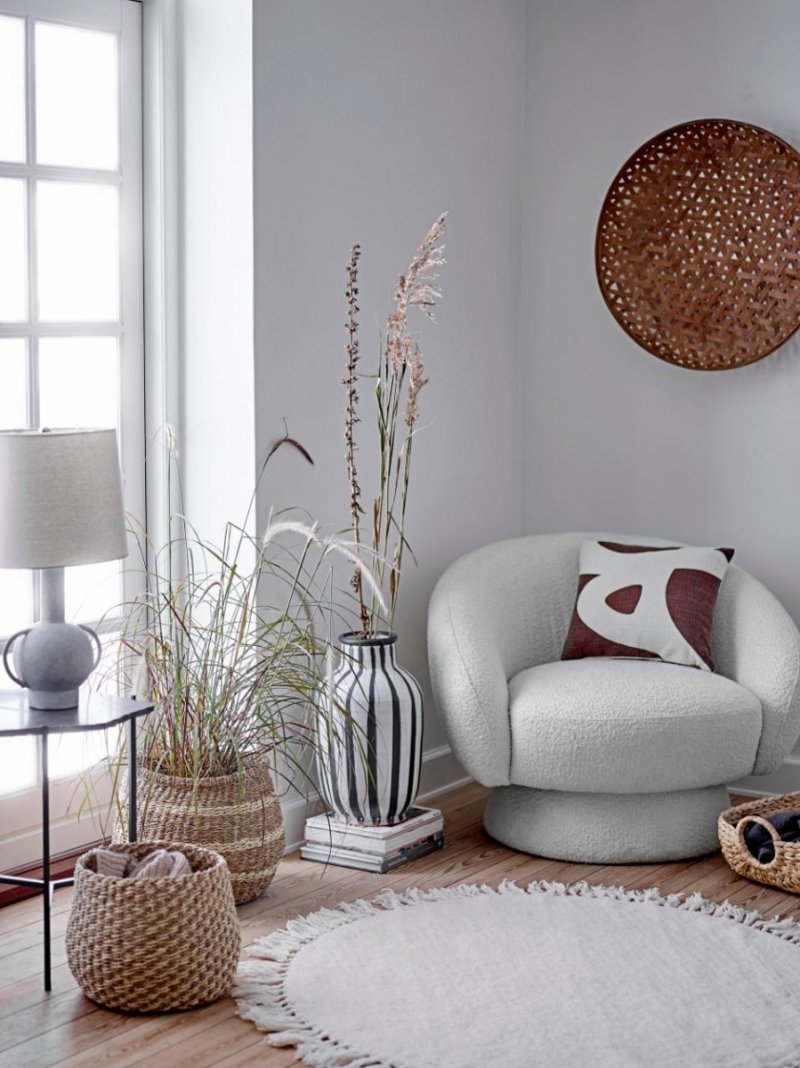 Bloomingville LENEA Dywan Wełniany 110 cm / Kremowy