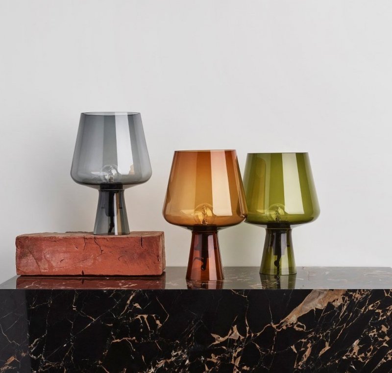 Iittala LEIMU Lampa Stołowa Szklana 24 cm / Szara