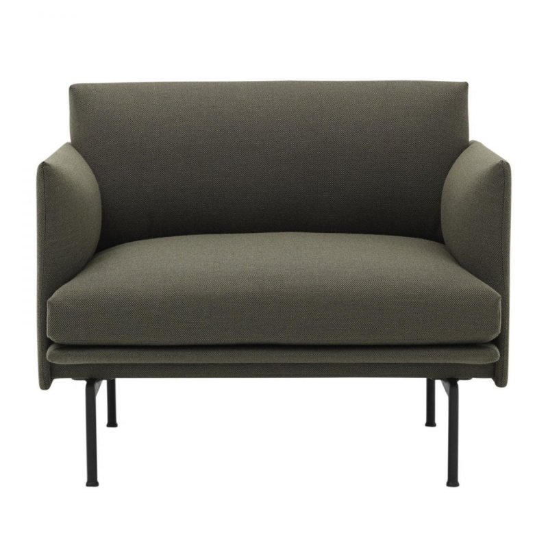 Muuto OUTLINE Fotel - Ciemnozielony - Tkanina Fiord 961 / Czarne Nogi