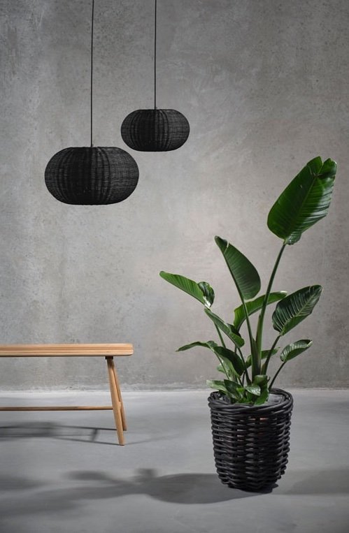 Villa Collection SCANDI Lampa Wisząca Rattanowa 50 cm Czarna