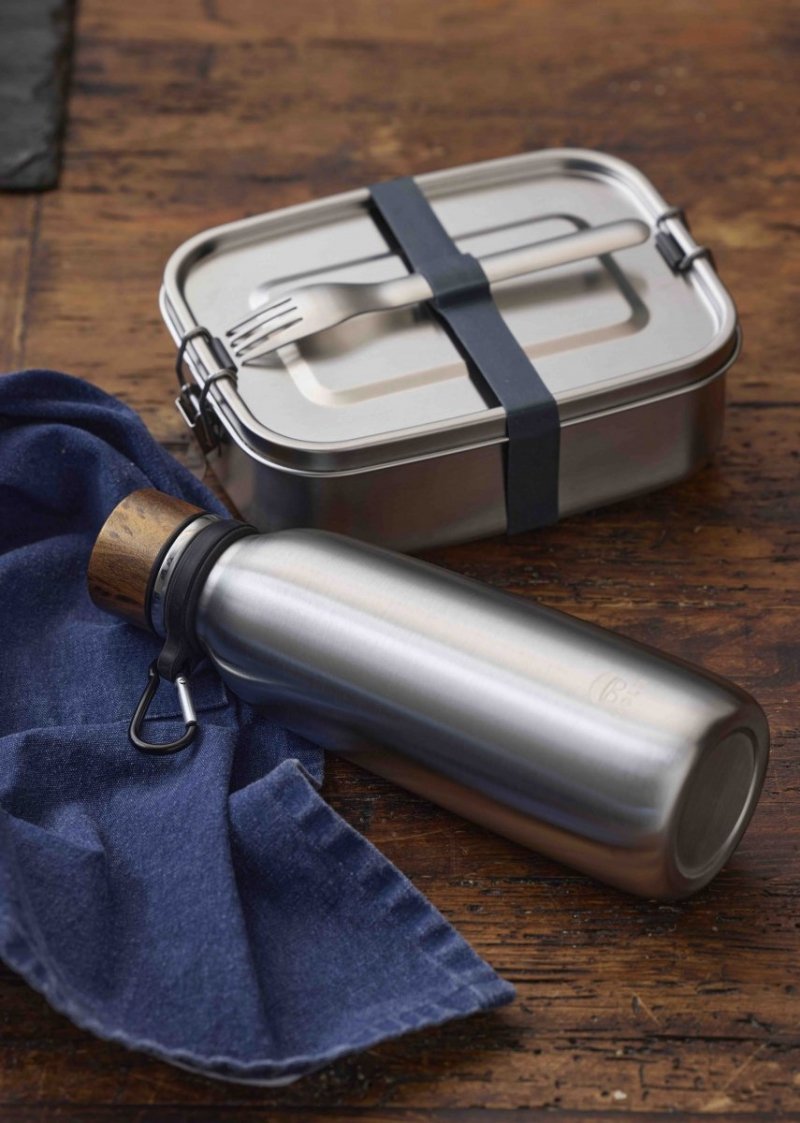 Holm TO GO Stalowy Lunchbox z Widelcem / Srebrny