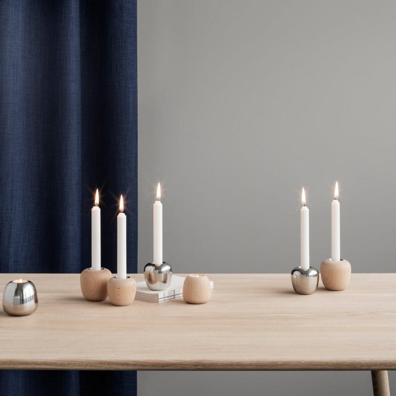 Stelton ORA Świecznik z Drewna Bukowego - L