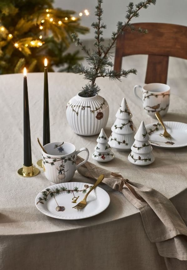 Kähler HAMMERSHØI CHRISTMAS Dekoracja Świąteczna / Porcelanowa Choinka - Zestaw 3 Szt.