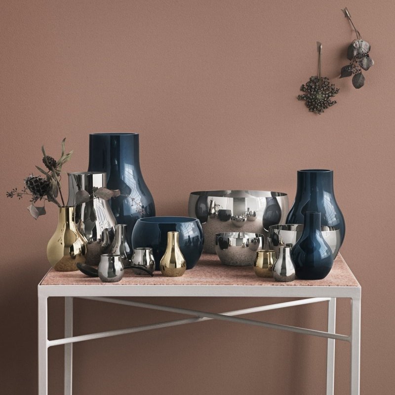 Georg Jensen CAFU Szklany Wazon do Kwiatów 21 cm / Niebieski