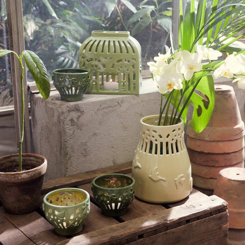 Kähler ORANGERY Świecznik Tealight 9,5 cm / Zielony Spring Leaf