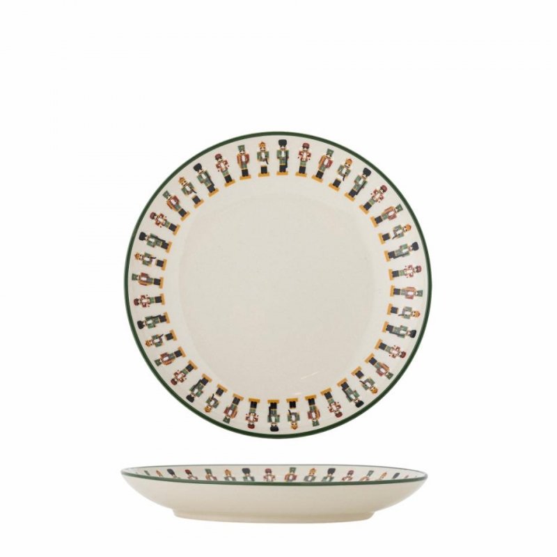 Świąteczny talerz Jolly Bloomingville – barwny nadruk i zielony rant