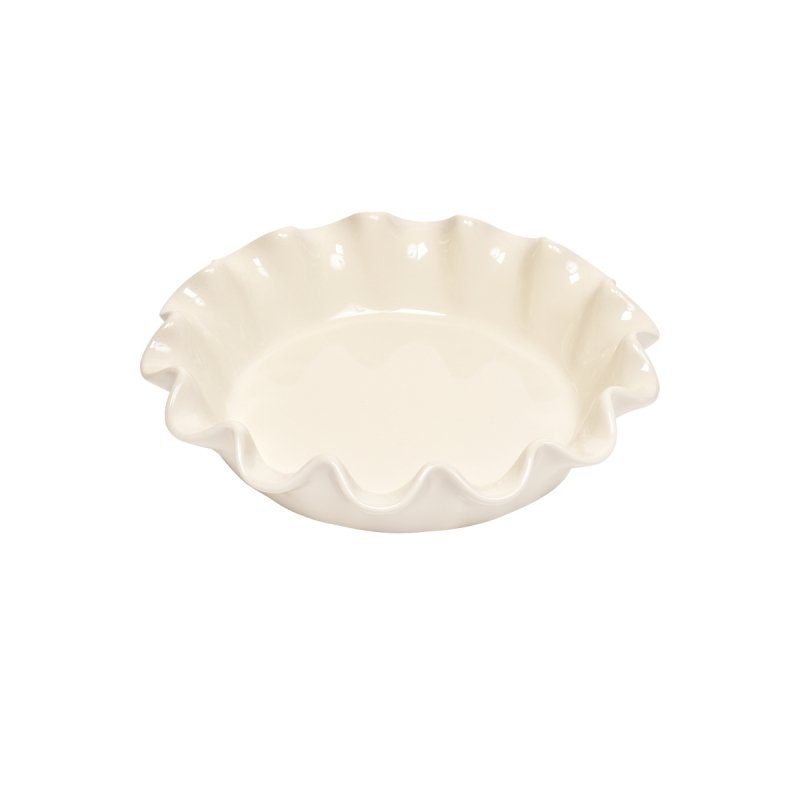 Emile Henry NATURAL CHIC Ceramiczna Forma do Tarty 27 cm z Falbaną - Kremowa