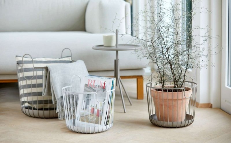 ZONE Denmark INU Metalowy Kosz do Przechowywania 30 cm Jasnoszary Soft Grey