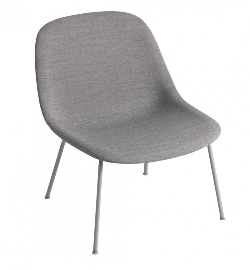 Muuto FIBER LOUNGE Fotel Tapicerowany - Rama Metalowa / Szary Tkanina Remix 133