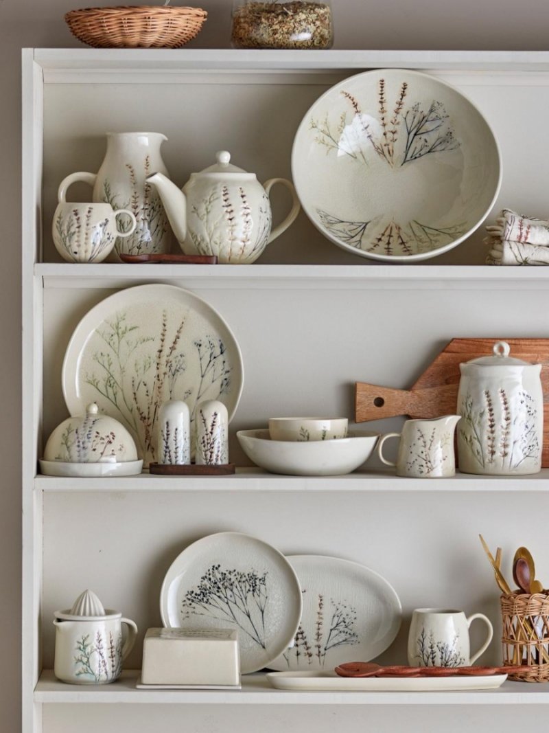 Kamionkowy pojemnik dekoracyjny Bea z ręcznym zdobieniem