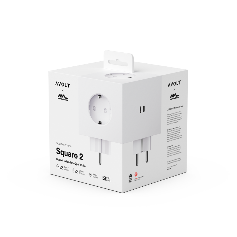 Avolt SQUARE 2 Rozgałęziacz - Listwa Zasilająca / Biały