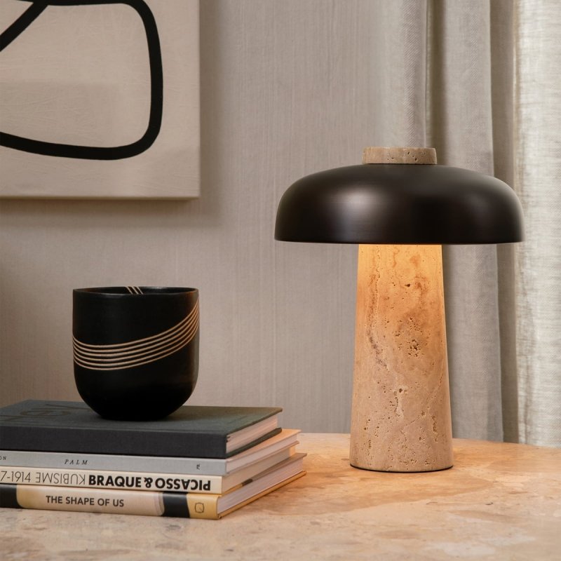 Audo REVERSE Bezprzewodowa Lampa LED z Trawertynu / Ciemnobrązowa
