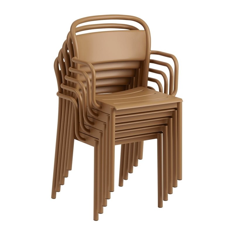 Muuto LINEAR Ogrodowe Krzesło Metalowe z Podłokietnikiem / Białe
