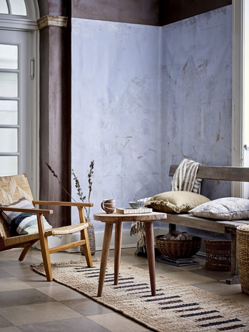 Bloomingville MILLS Fotel z Drewna Tekowego i Rattanu