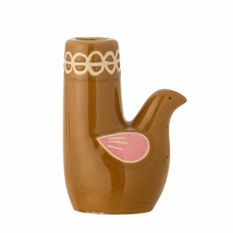 Bloomingville TRUDY Świecznik Ceramiczny Ptaszek / Brązowy