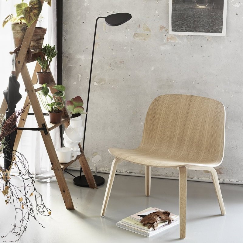 Muuto VISU LOUNGE Krzesło Drewniane Tapicerowane - Szare