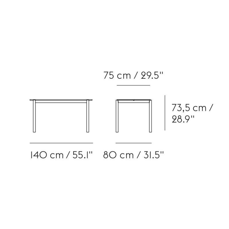 Muuto LINEAR Zestaw Mebli Ogrodowych - Stół 140 cm + 2 Ławki - Ciemnozielony