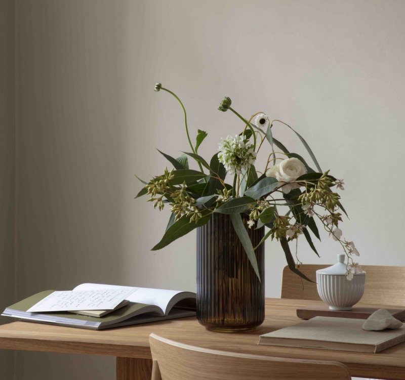 Lyngby Porcelain LYNGBY Wazon Szklany 31 cm Zielony / Oliwkowy