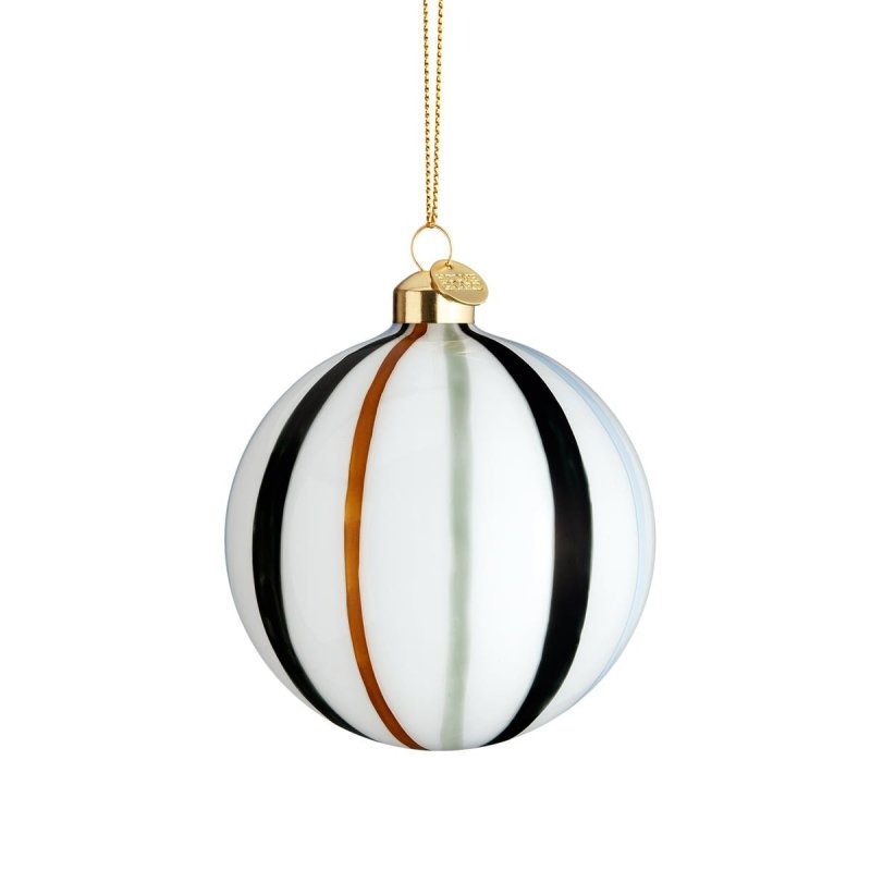 Holmegaard SOUVENIR Bombka Choinkowa Zdobiona - Zielone Paski / Zielona Stripes Green