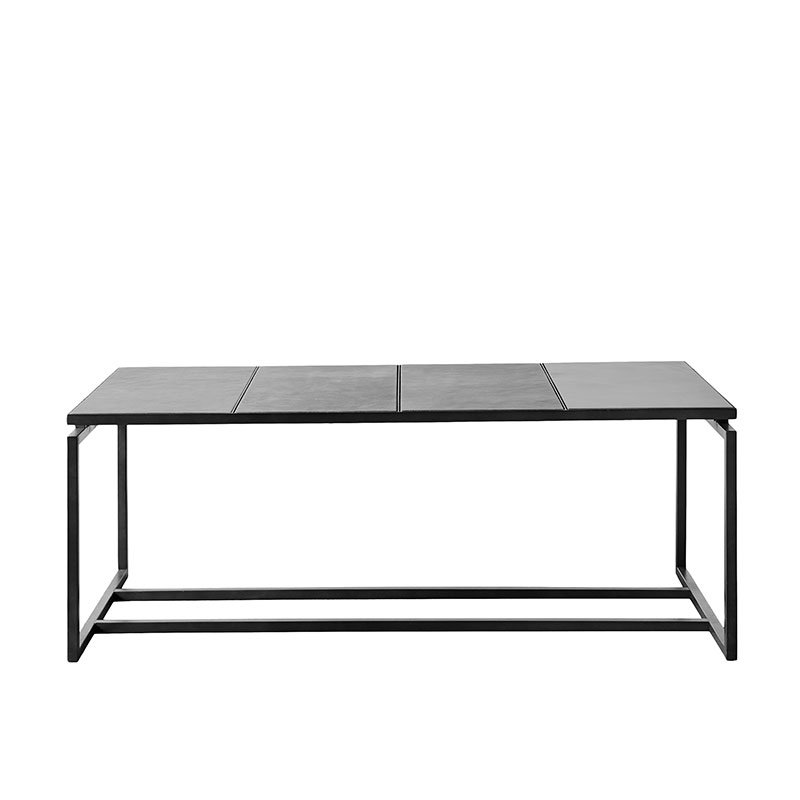 Muubs AUSTIN Stolik Kawowy ze Skórzanym Blatem 120 cm / Czarny