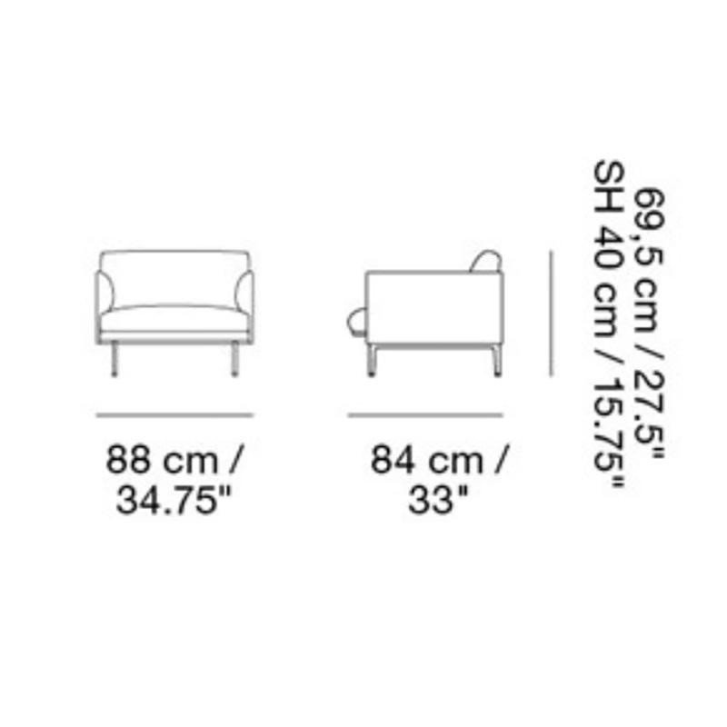 Muuto OUTLINE Fotel - Brązowa Skóra / Czarne Nogi