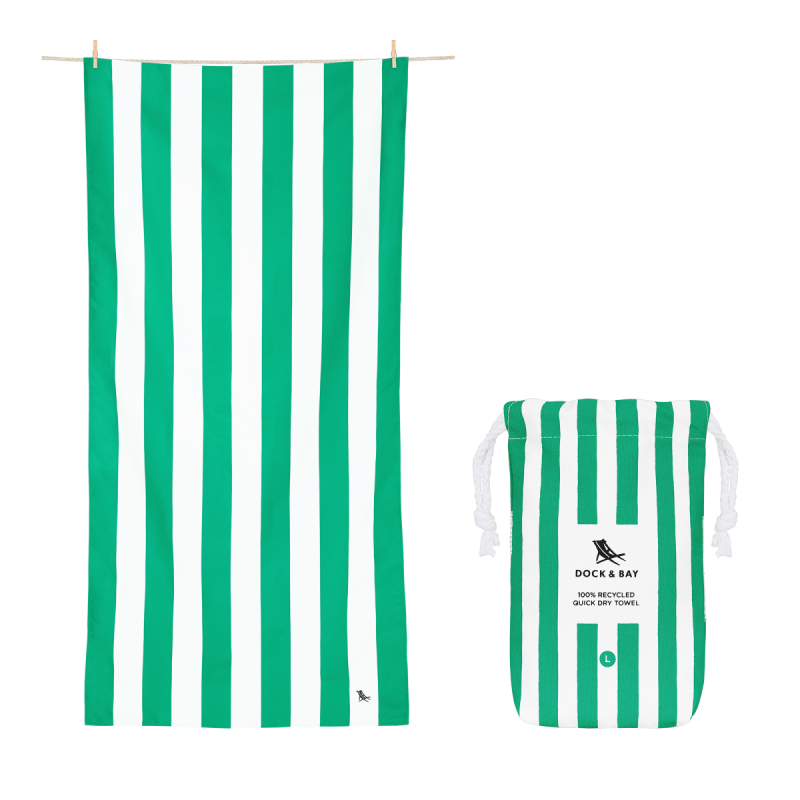 Dock &amp; Bay CABANA Szybkoschnący Ręcznik Plażowy 160x90 cm / Cancun Green