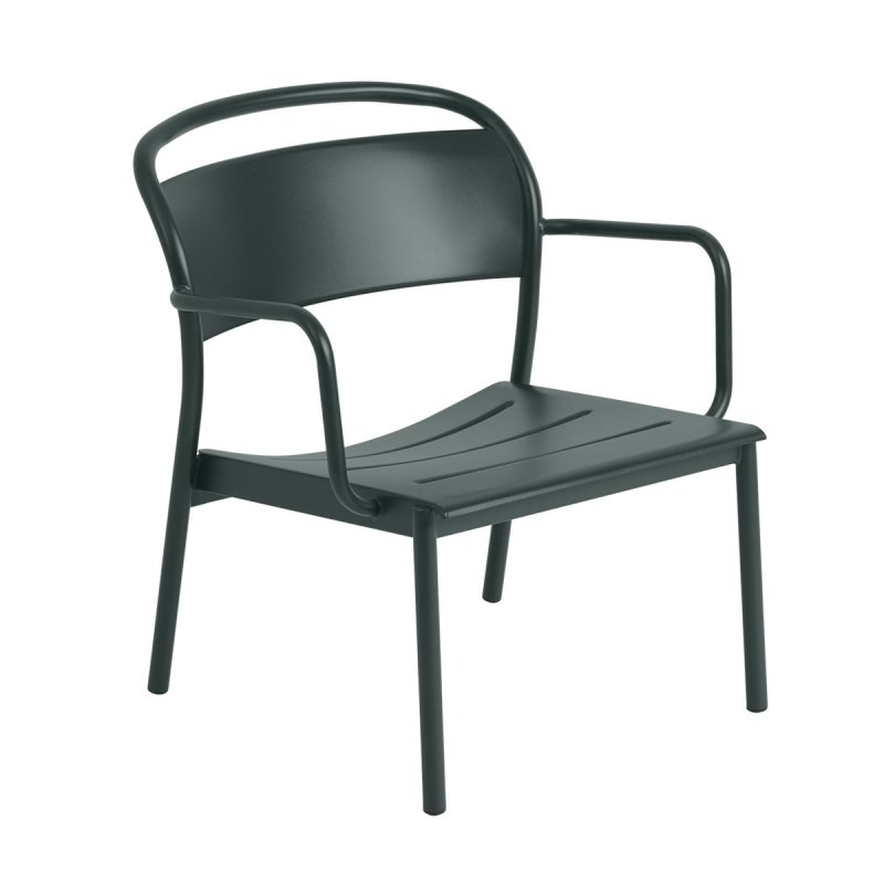 Muuto LINEAR OUTDOOR Stalowy Fotel Ogrodowy Lounge - Zewnętrzny / Ciemnozielony