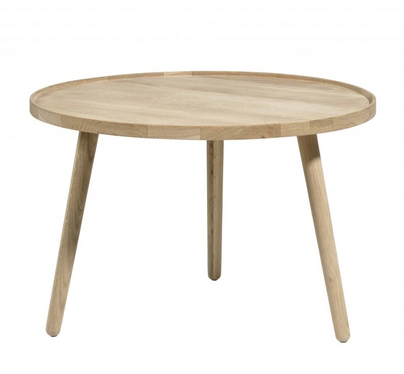 Villa Collection SCANDI Okrągły Stolik Dębowy 70 cm Bielony